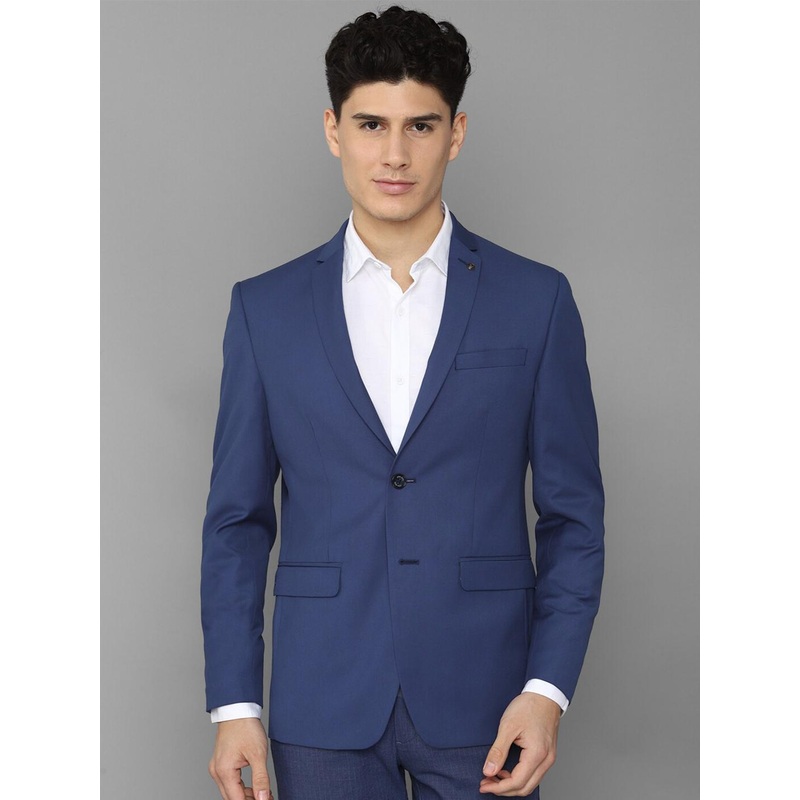 Allen Solly Men Blue Solid Slim-Fit Single Breasted Blazer