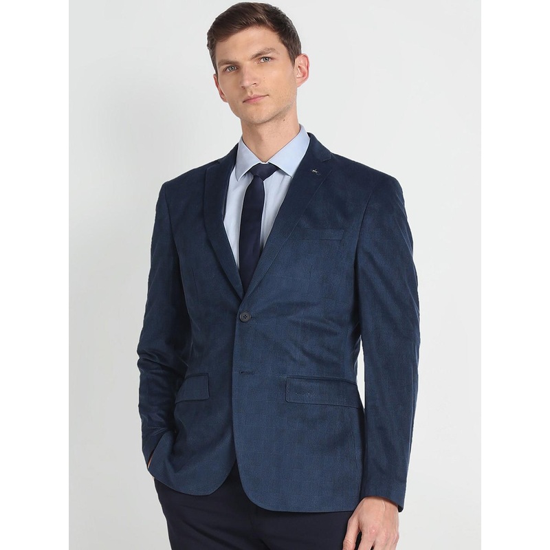 Arrow Checked Slim-Fit Single Breasted Blazer