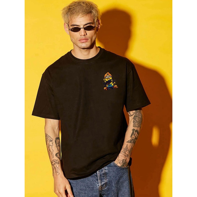 BDSQUARE Men Minions Printed Round Neck Cotton Casual T-Shirt