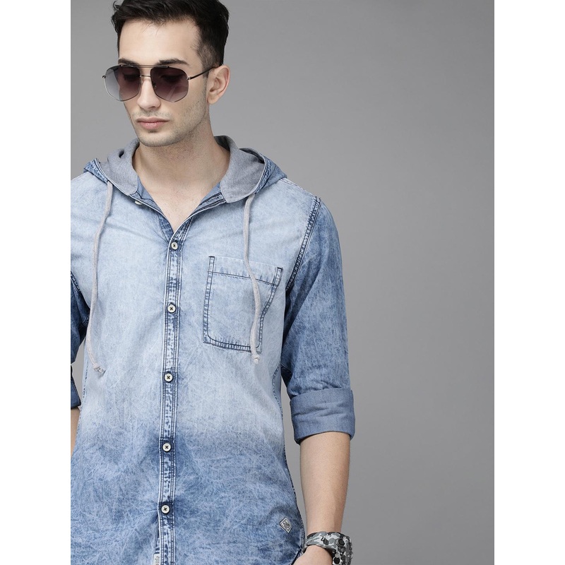 Roadster Men Blue Cotton Sustainable Casual Shirt