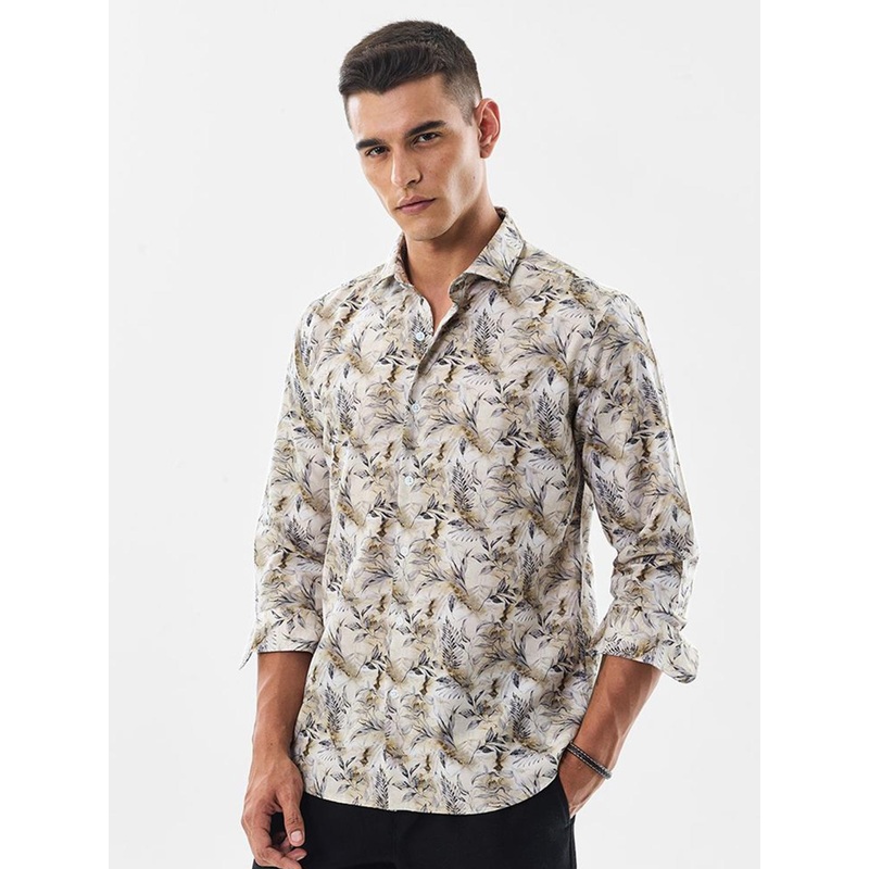 Snitch Floral Printed Spread Collar Slim Fit Casual Shirt
