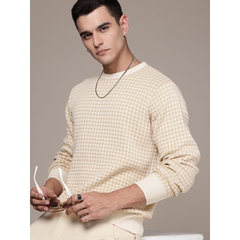 The Roadster Lifestyle Co. Men Abstract Self Design Pullover