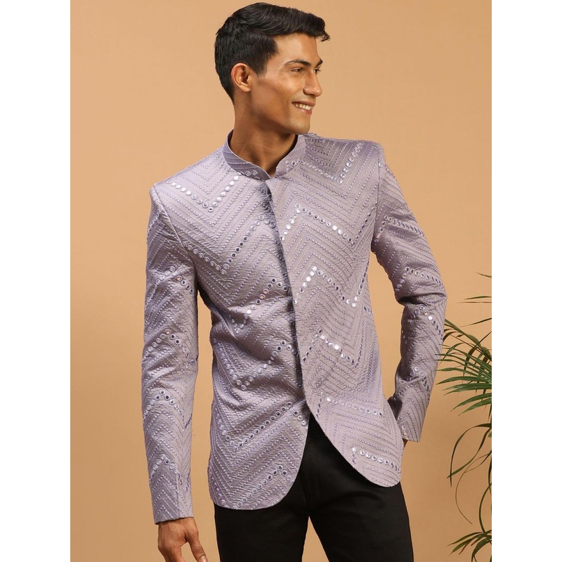 VASTRAMAY Embellished Single-Breasted Bandhgala