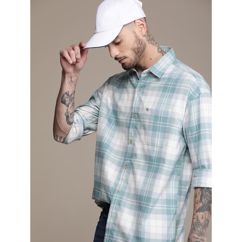 WROGN Checked Drop-Shoulder Sleeves Oversized Casual Shirt