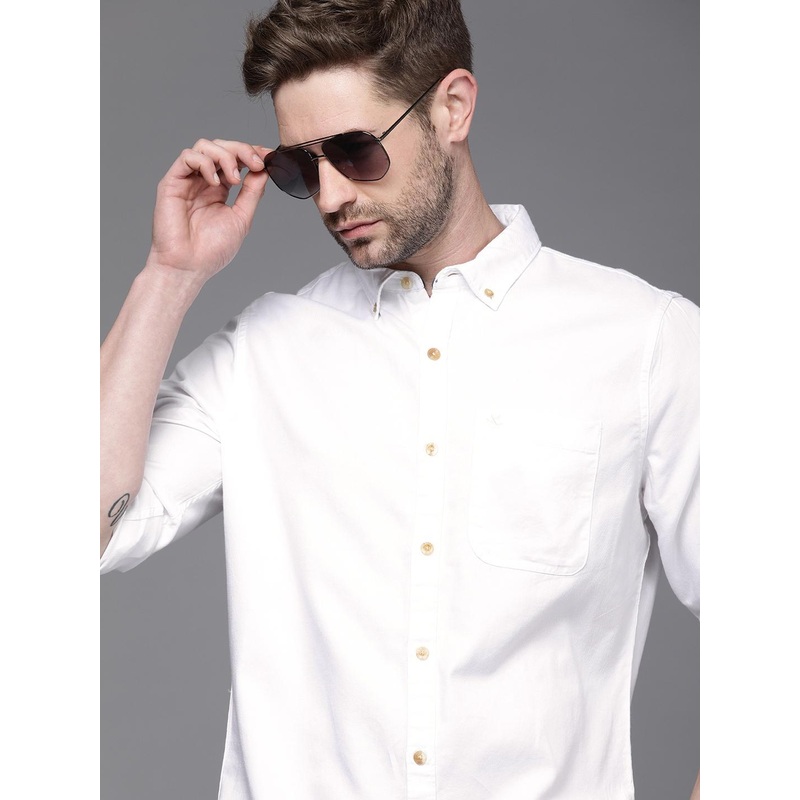 WROGN Men White Slim Fit Button-Down Casual Shirt