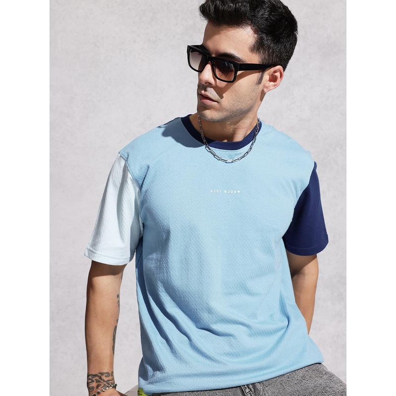 WROGN Typography Printed Colourblocked T-shirt