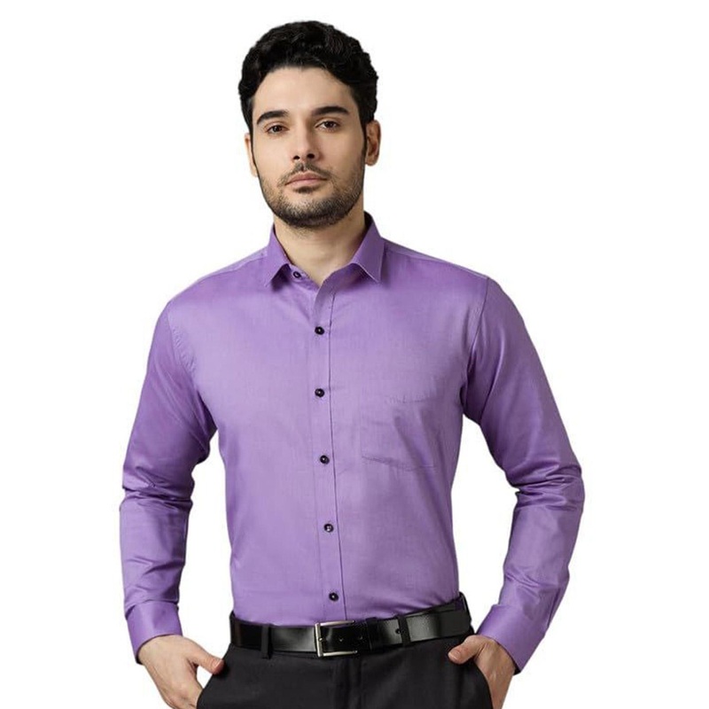 Allen Brown Men Spread Collar Formal Shirt