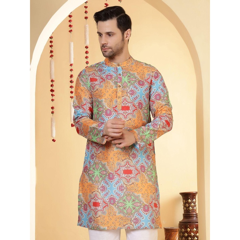 Anouk Men Ethnic Motifs Printed Band Collar Kurta