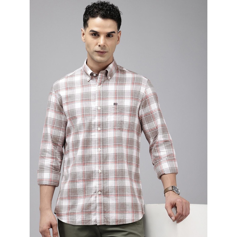Arrow Pure Cotton Manhattan Slim Fit Button-Down Collar Checked Casual Shirt
