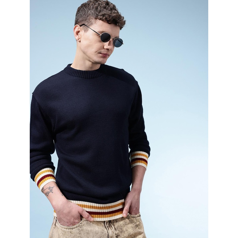 glitchez Round Neck Relaxed Fit Sweaters