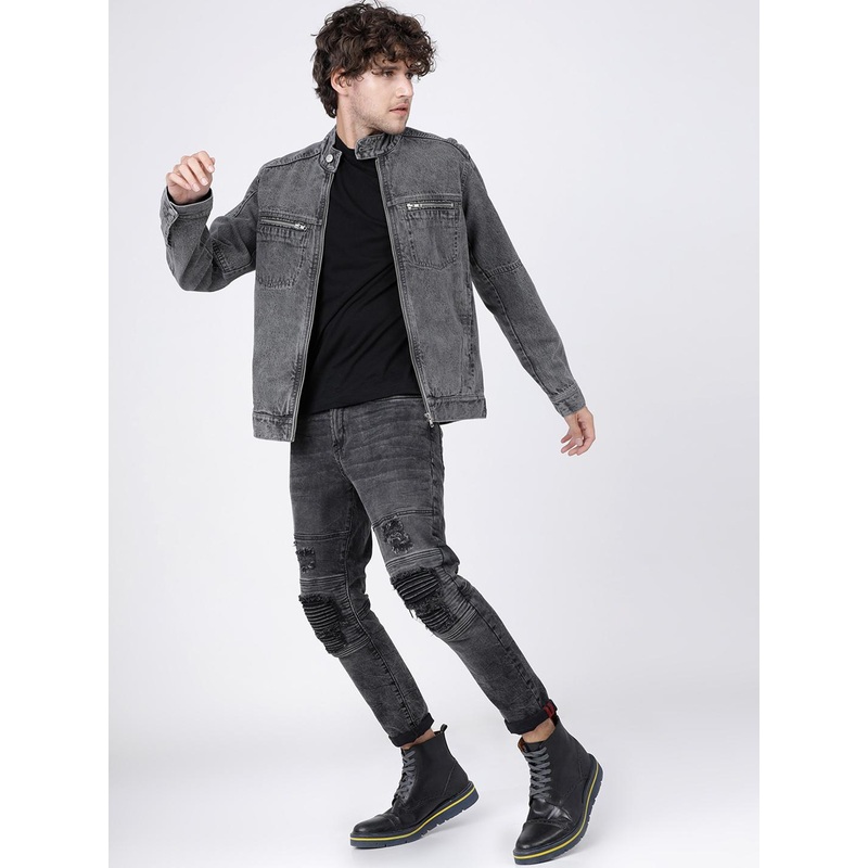 HIGHLANDER Men Grey Solid Jacket