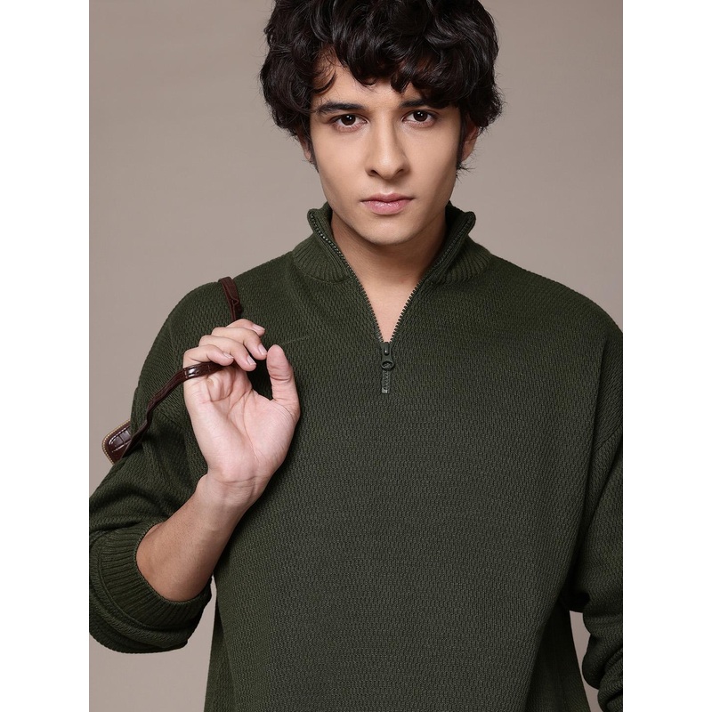 The Roadster Lifestyle Co. Half Zipper Textured Pullover