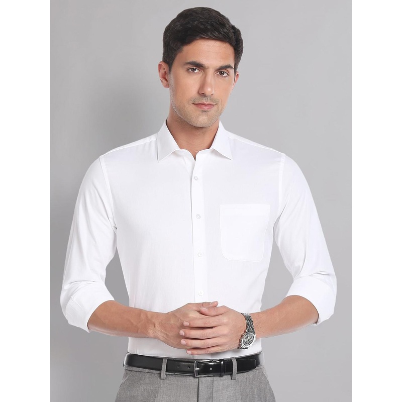 AD By Arvind Pure Cotton Solid Dobby Formal Shirt