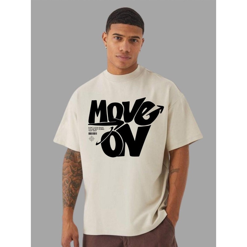 AMIGOS Men Typography Printed Round Neck Cotton Relaxed Fit T-shirt