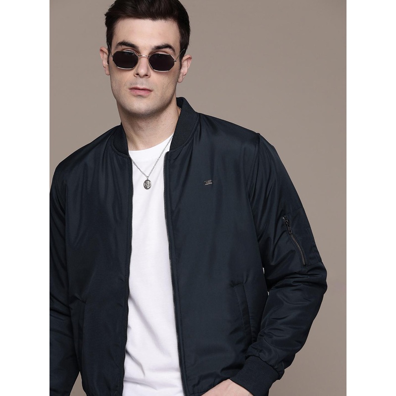 The Roadster Lifestyle Co. Stand Collar Zip Detailed Bomber Jacket