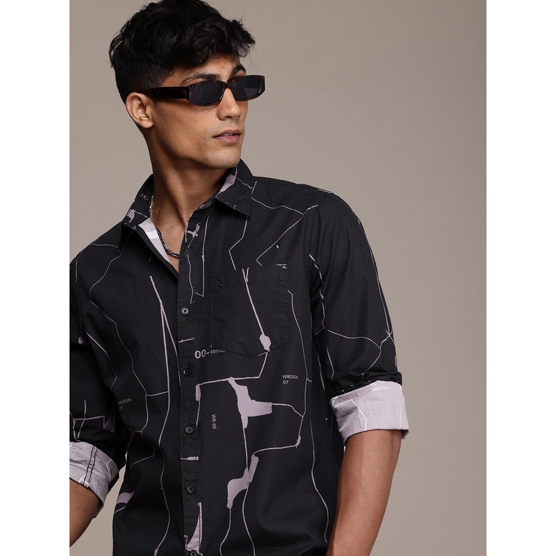 WROGN Abstract Printed Pure Cotton Casual Shirt
