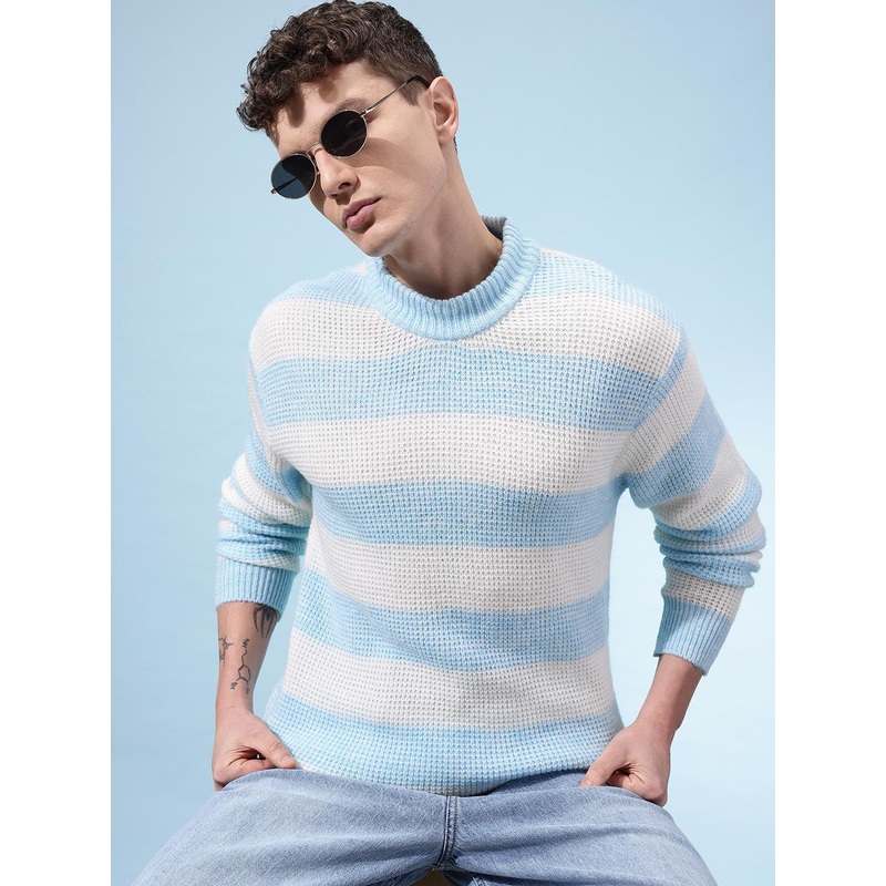 glitchez Acrylic Striped Pullover