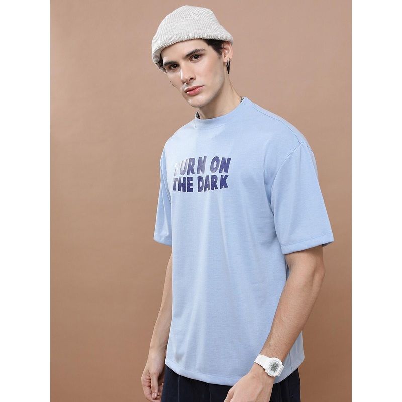 HIGHLANDER Unisex Typography Printed Drop Shoulder Oversized T-Shirt