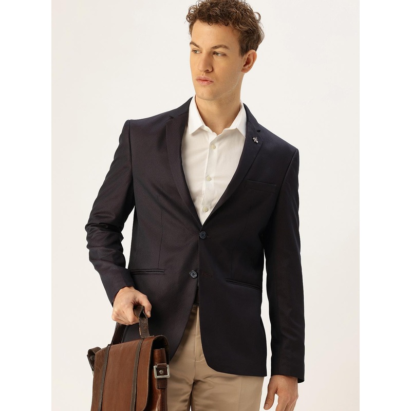 Peter England Neo Slim Fit Checked Single-Breasted Formal Blazer