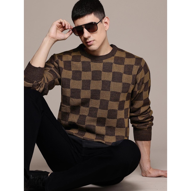 The Roadster Lifestyle Co.Acrylic Checked Pullover