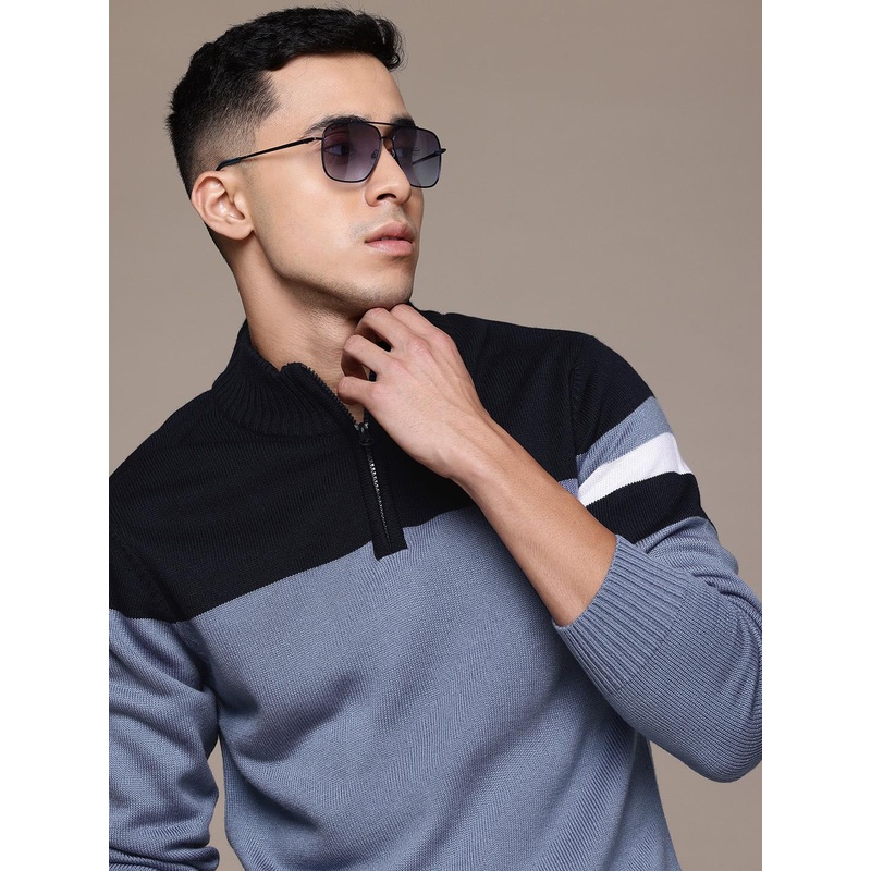 The Roadster Lifestyle Co. Men Colourblocked Acrylic Pullover