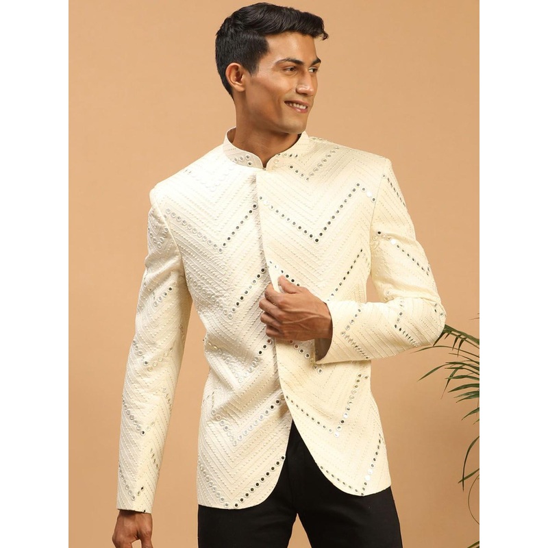 VASTRAMAY Slim Fit Mandarin Collar Bandhgala Jodhpuri Blazers