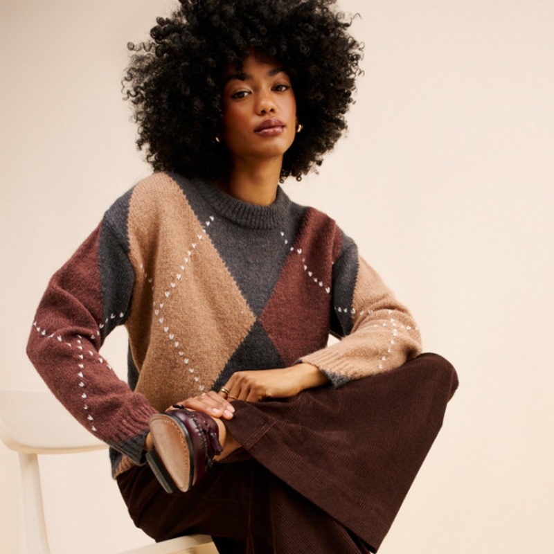 Argyle Wool Blend Sweater