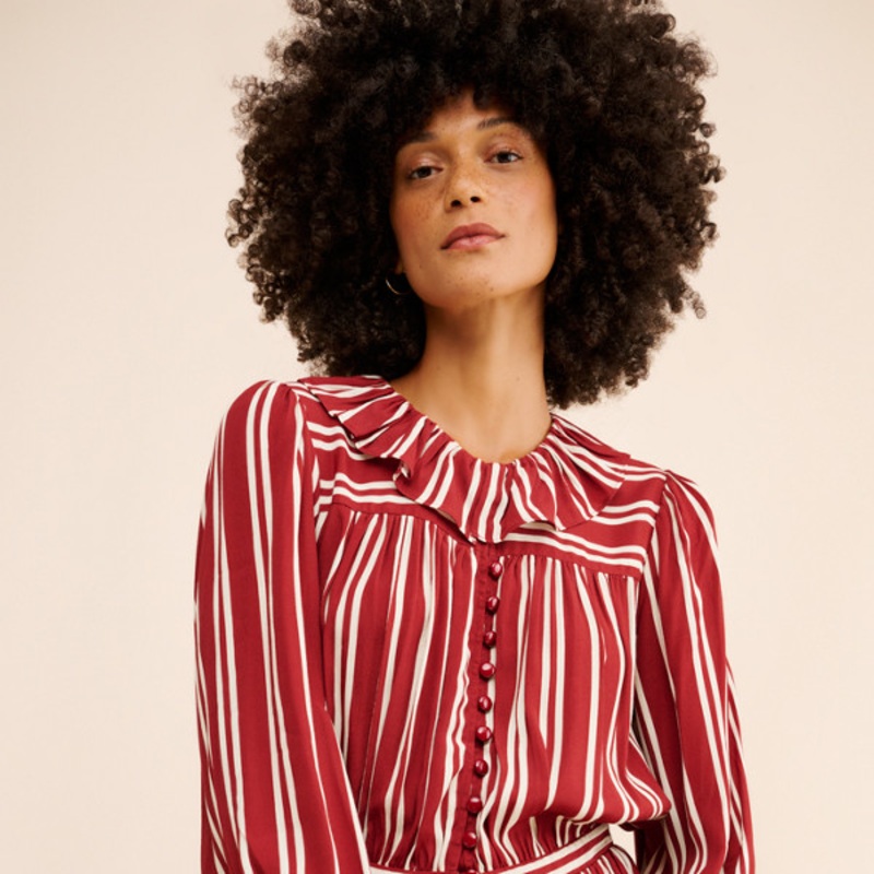 Balloon Sleeve Buttoned Blouse