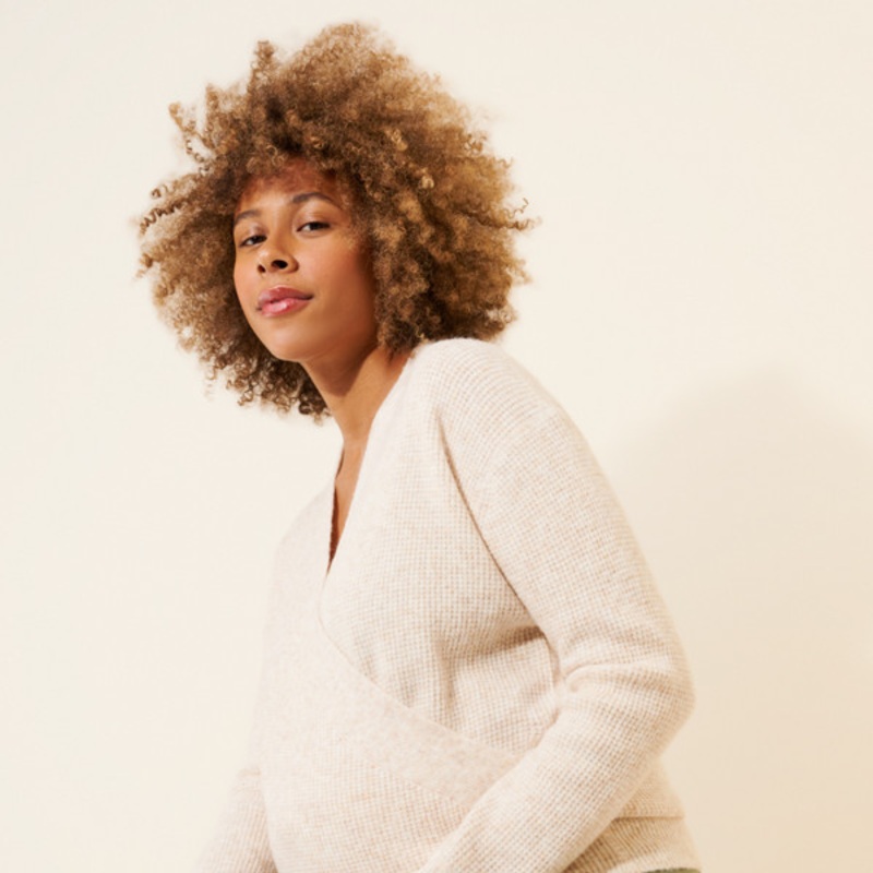 Maternity Cozy Waffle Wool Blend Snuggle Sweater