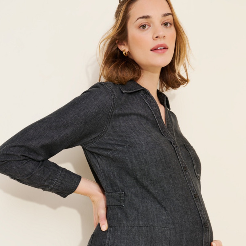Maternity The Everyday Nursing Denim Jumpsuit