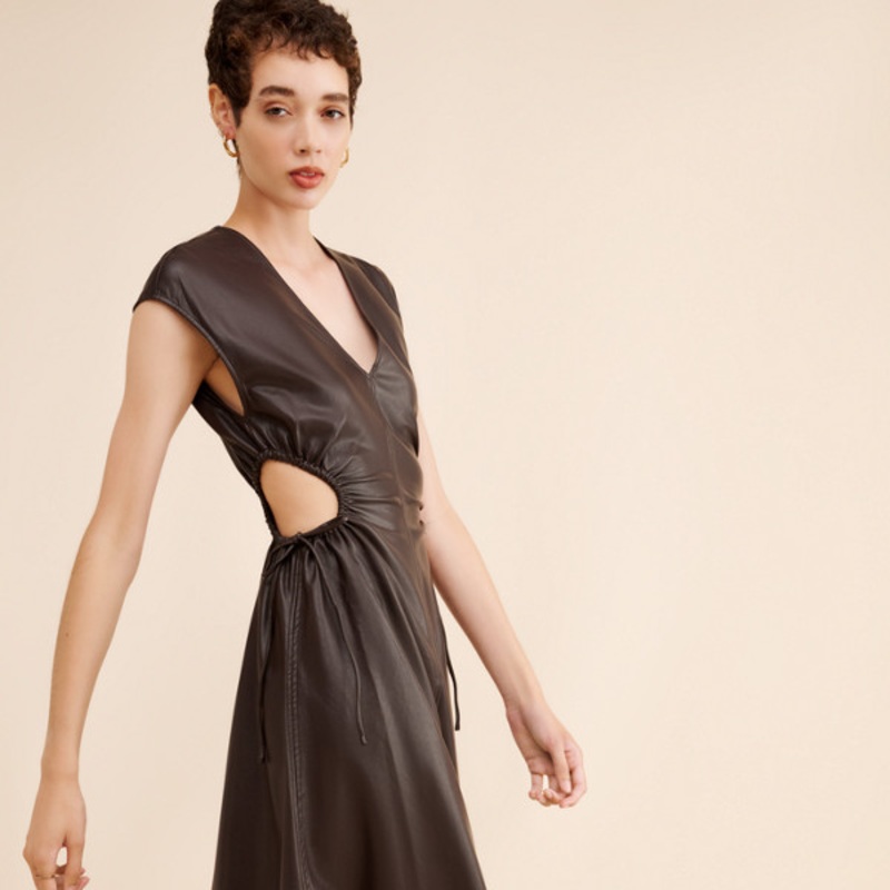 Miranda Vegan Leather Midi Dress