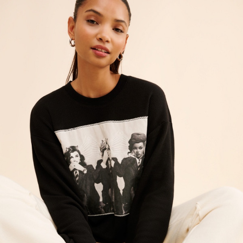 Rose Colored Glasses Kara Waffle Knit Sweatshirt