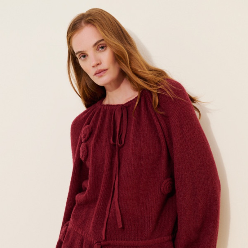 Rosette Wool Blend Sweater