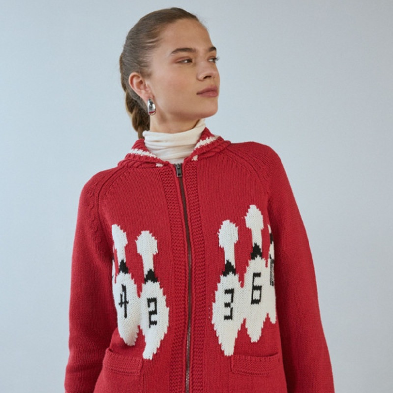 Scottie Graphic Knit Zip-Up Cardigan