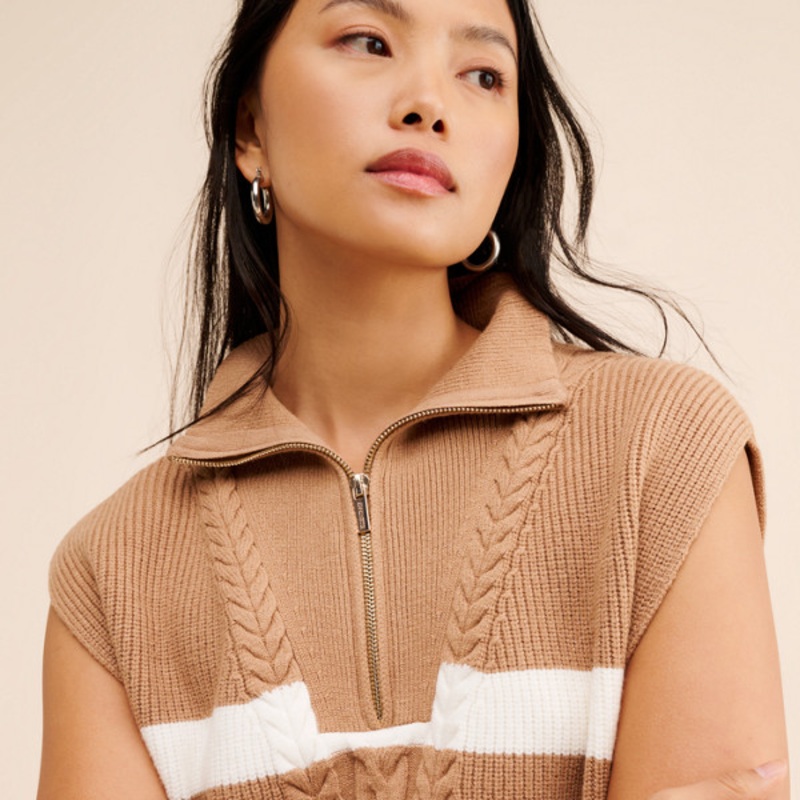 Sleevleess Zip Front Sweater