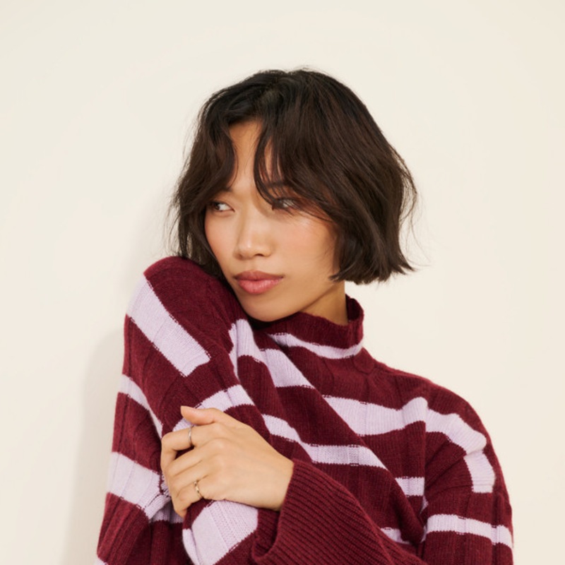 Stripe Hope Wide Rib Sweater