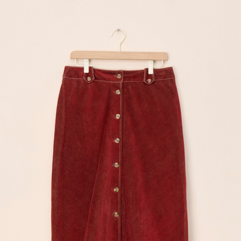 Vintage Corduroy Column Midi Skirt