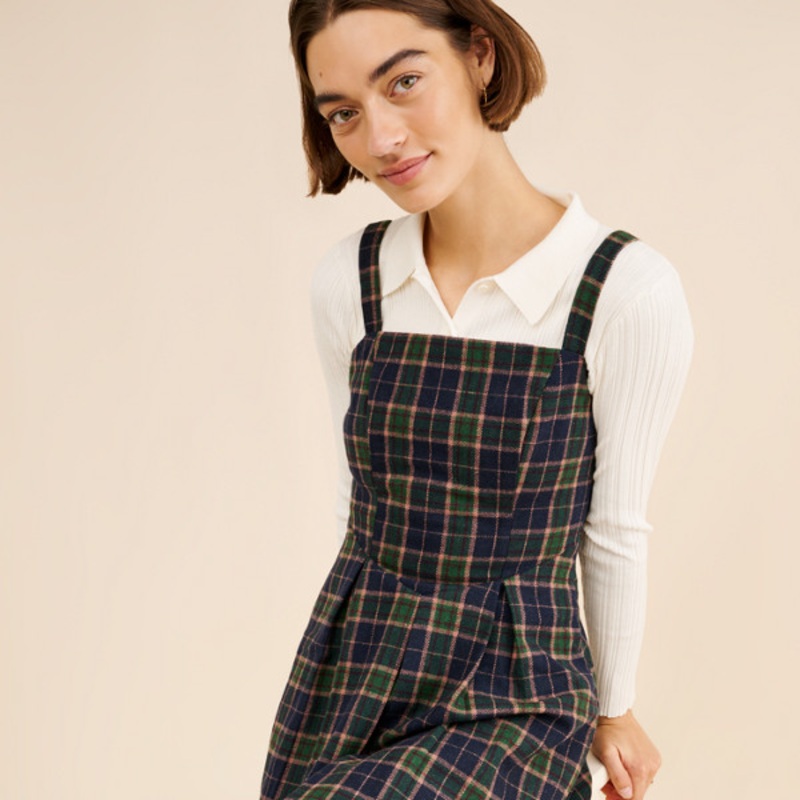 Wool Blend Plaid Mini Dress