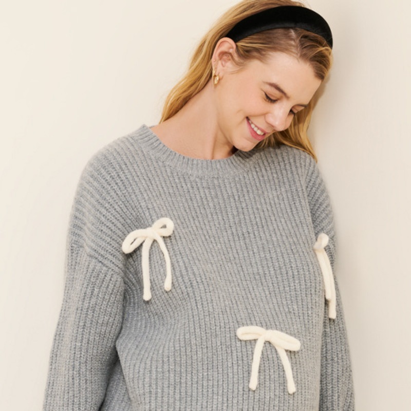Maternity Faye Chunky Knit Bow Sweater