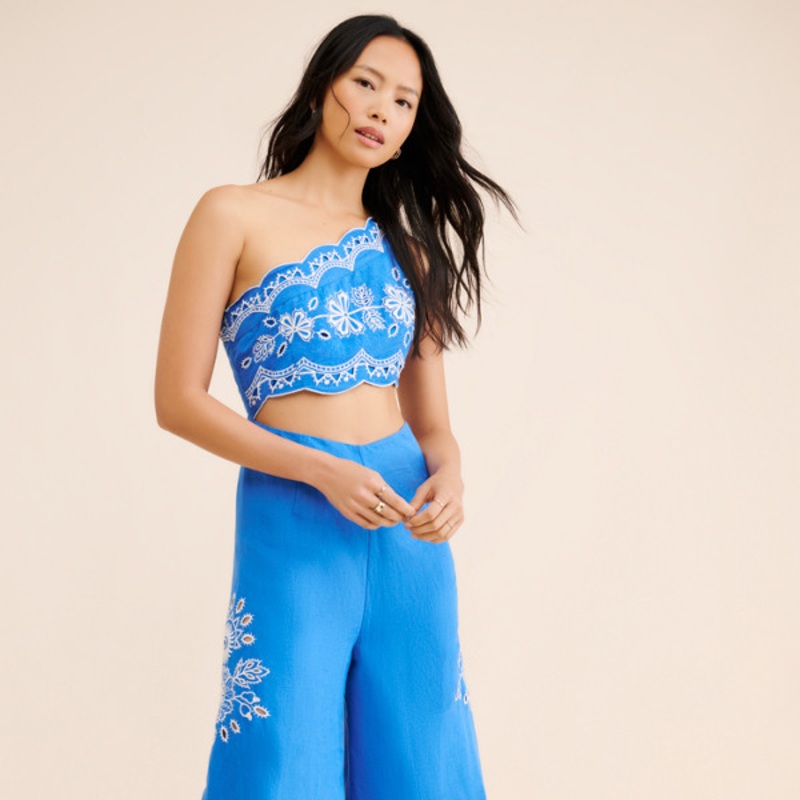 One Shoulder Embroidered Jumpsuit