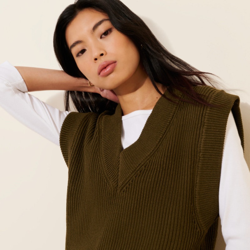 Oversized Wool Blend Sweater Vest