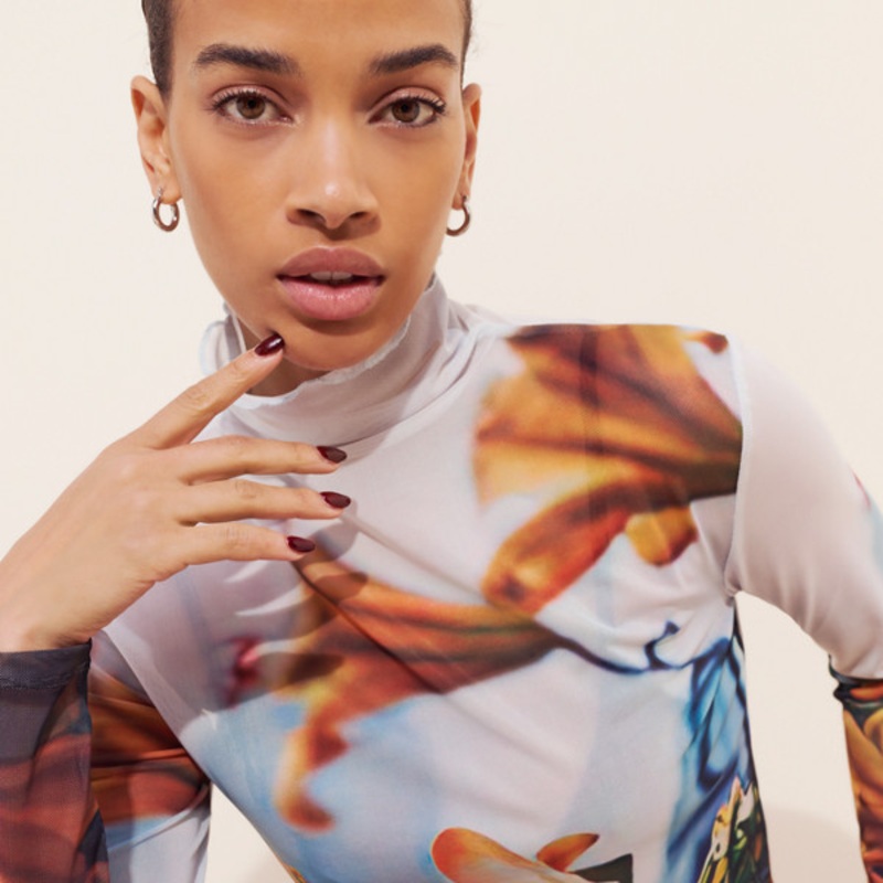 Paulie Printed Mock Neck Top