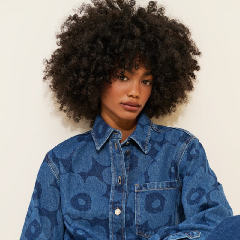 Unikko Denim Floral Shirt Jacket