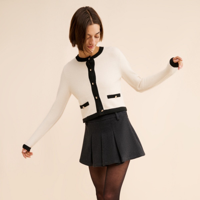 Vhari Contrast Wool Blend Cardigan