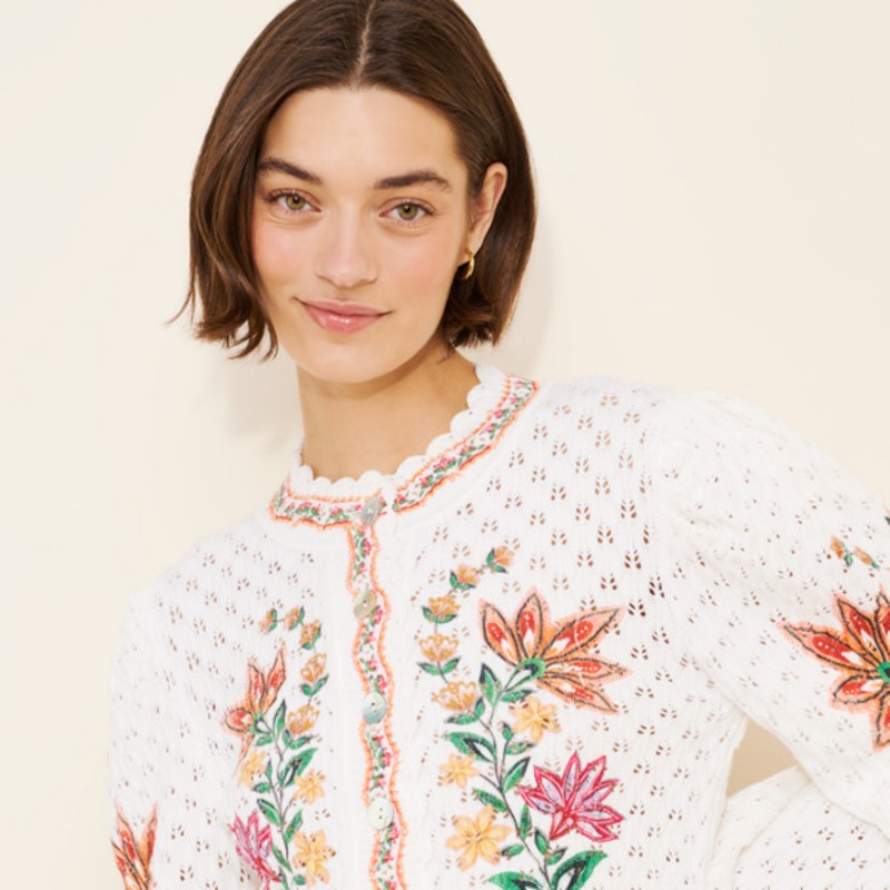 Garden Delight Rosewood Cardigan Sweater