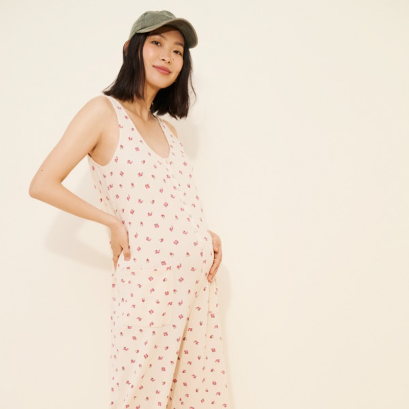Maternity The Printed Waffle 24/7 Jumpsuit