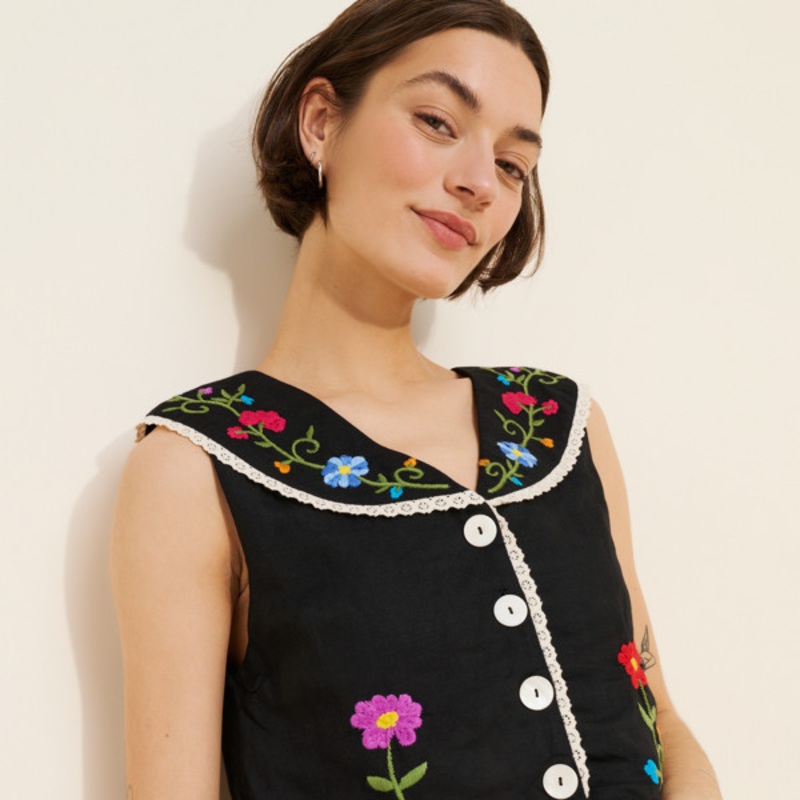Monica Floral Embroidered Vest