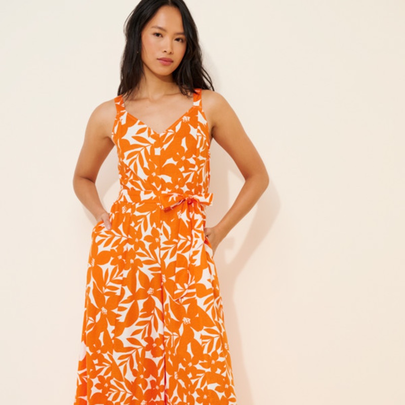 Promenade Linen Blend Wide-Leg Jumpsuit