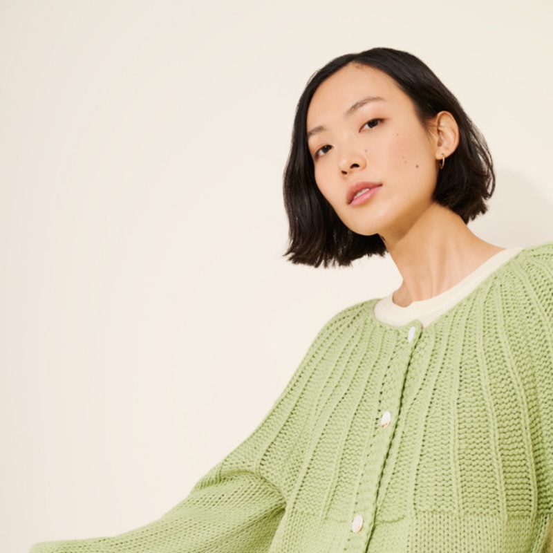 Balloon Sleeve Textured Cardigan