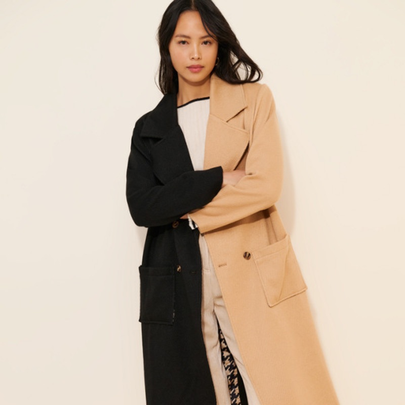 Perry Two-Tone Wool Blend Longline Coat
